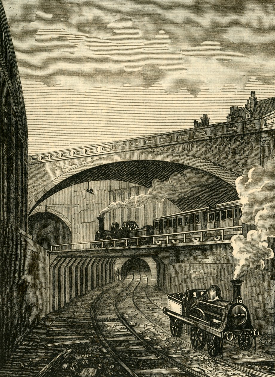 Ingång till Clerkenwell Tunnel från Farringdon Street, c1876. av Unbekannt