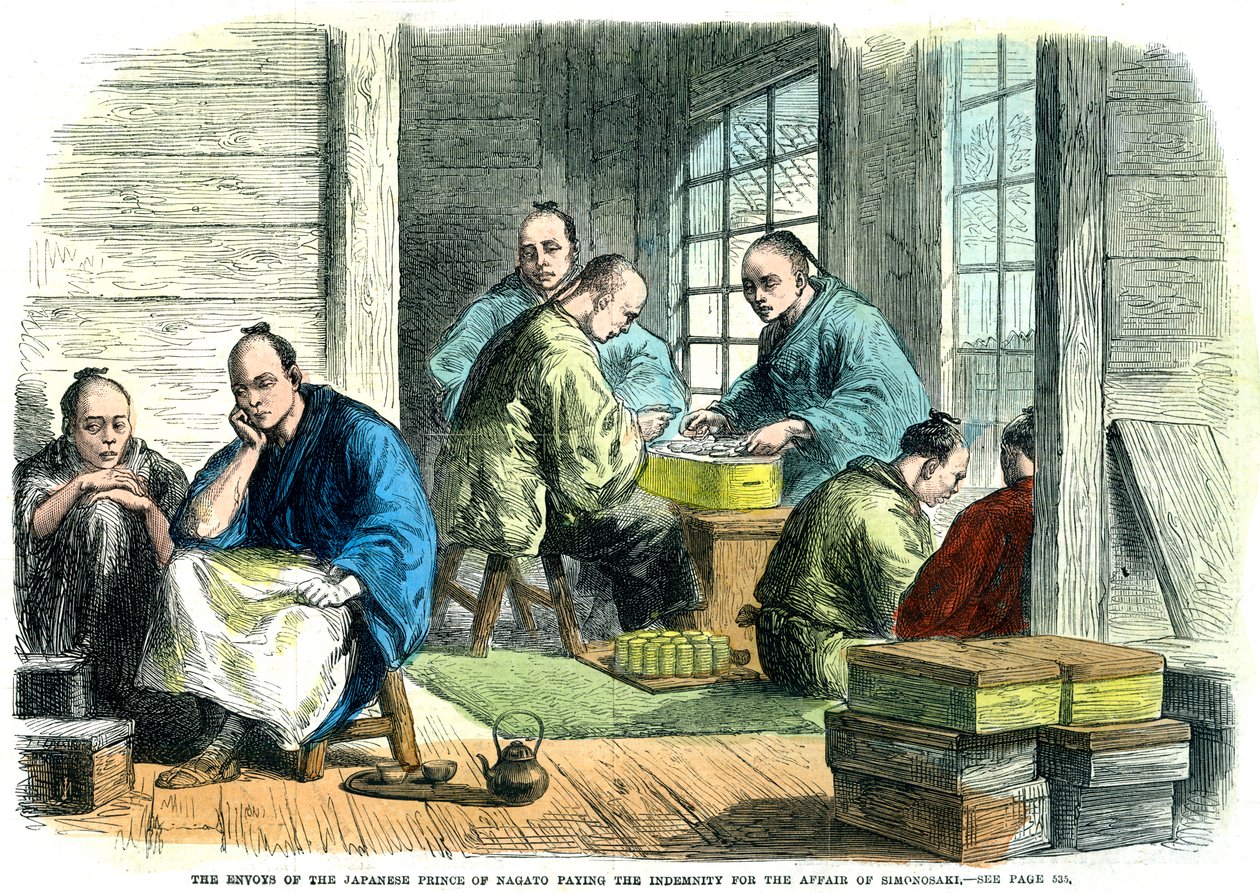 Sändebud från den japanske prinsen av Nagato som betalade skadeståndet för Simonosaki-affären, 1865 av Unbekannt