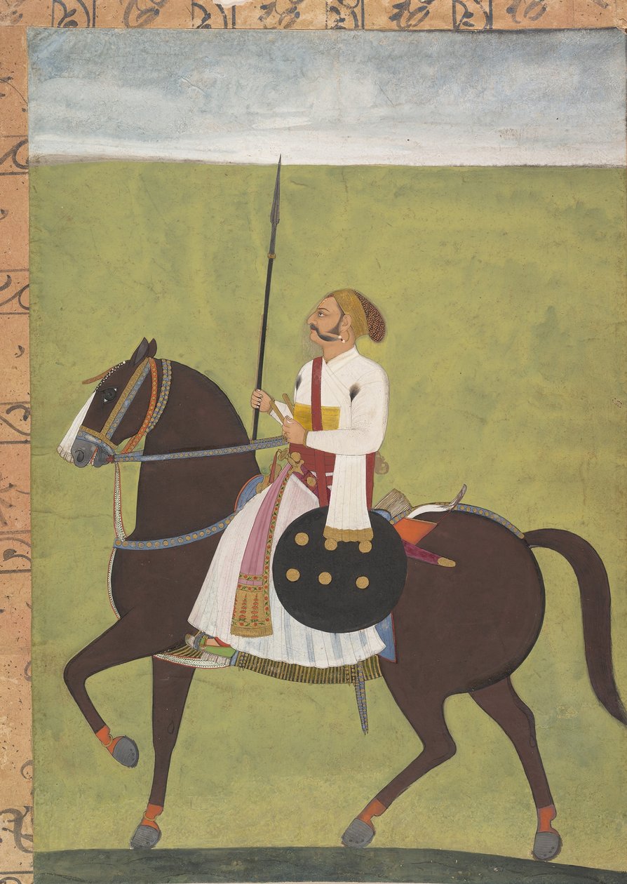 Ridsporträtt av en adelsman, ca. 1710-20. av Unbekannt