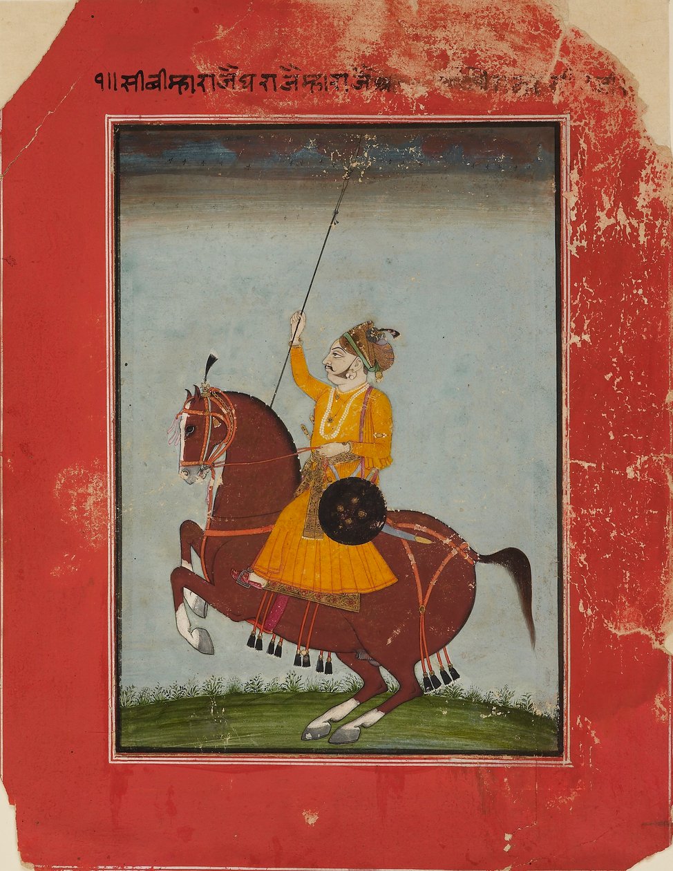Ridsporträtt av Maharaja Zorawar Singh av Bikaner, 1835-1840 av Unbekannt