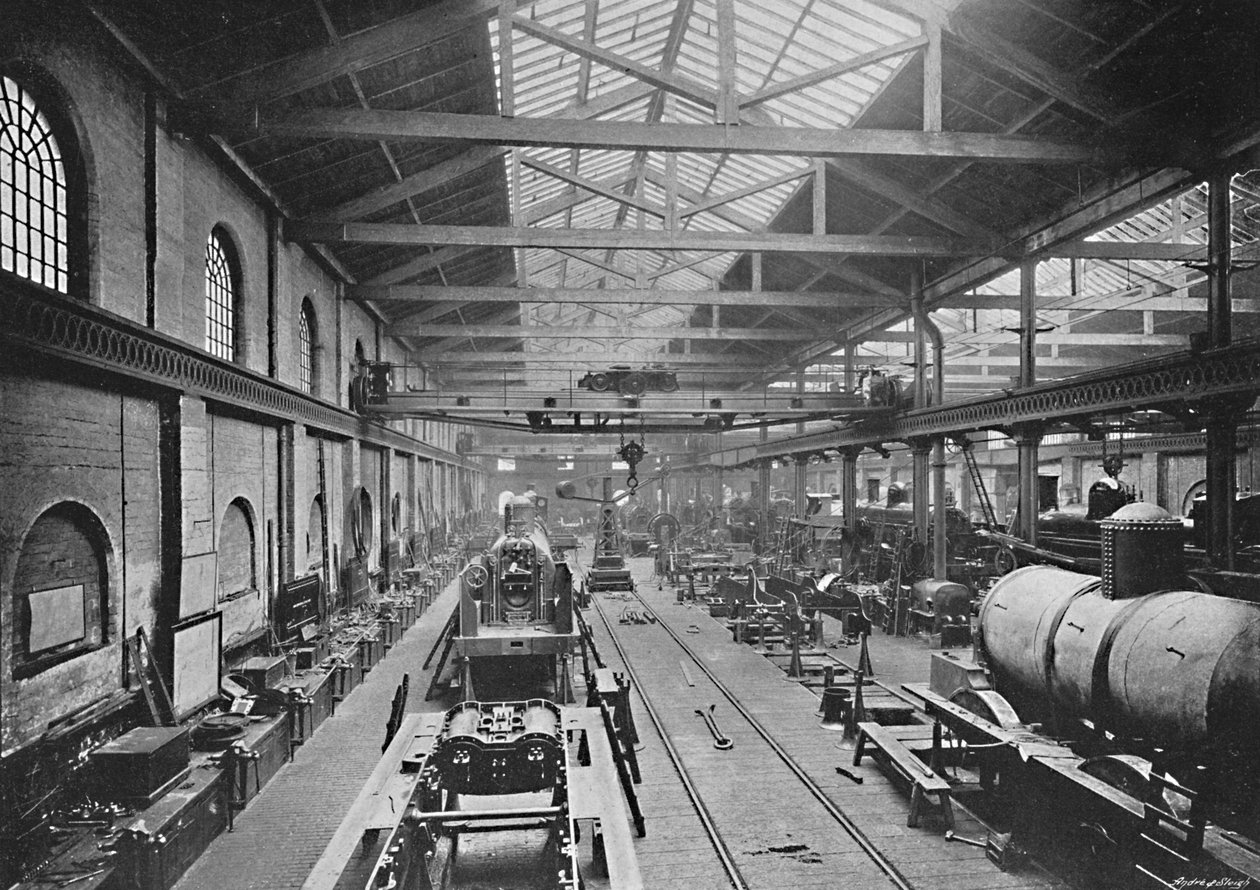 Erecting Shop, London and North-Western Railway Works, Crewe, c1896 av Unbekannt