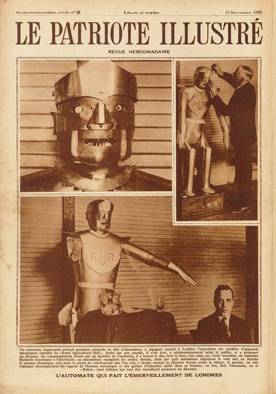 Eric, den första brittiska roboten på utställningen av Society of Model Engineers i London, 1928. av Unbekannt