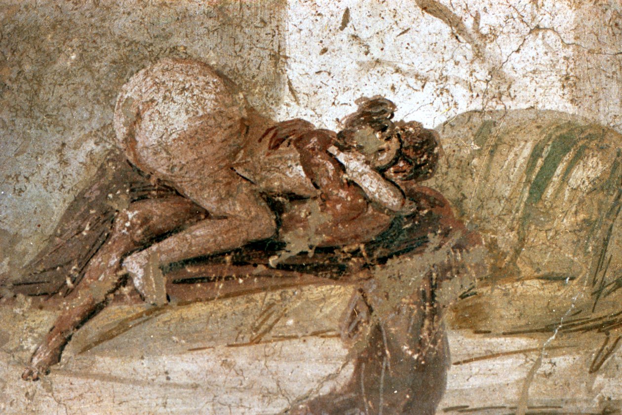 Erotisk väggmålning, Pompeji, Italien av Unbekannt