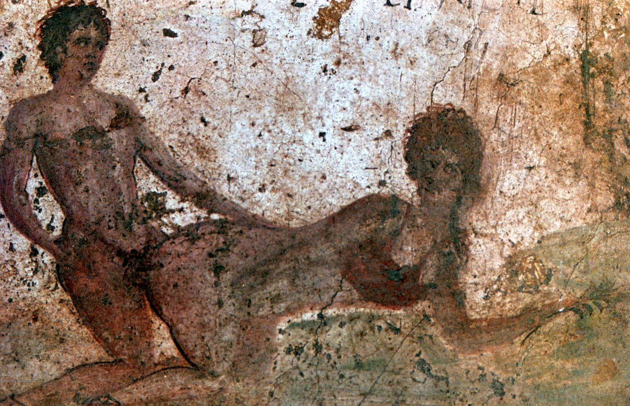 Erotisk väggmålning, Pompeji, Italien av Unbekannt