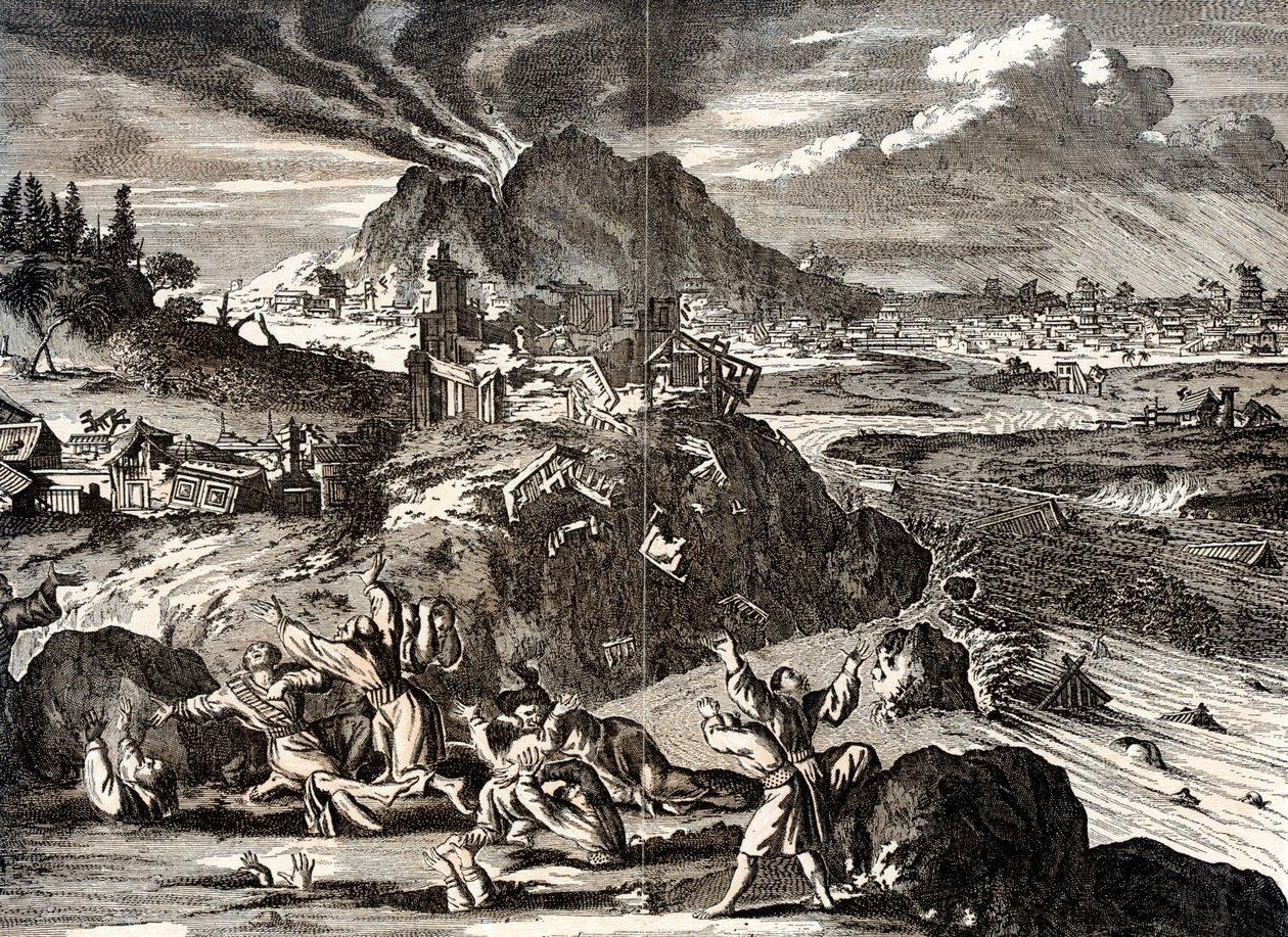 Utbrott av Shirane-san och jordbävning i Edo Tokyo, Japan, 1650 av Unbekannt