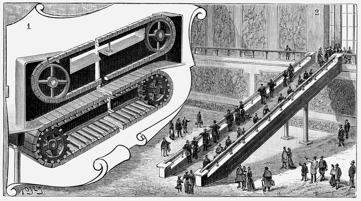 Rulltrappa vid Pennsylvania Railroad Companies Cortlandt Street Station, New York, 1893 av Unbekannt
