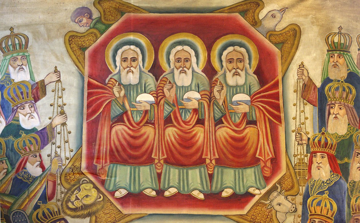 Etiopisk koptisk ikon vid den heliga graven, Jerusalem, Israel av Unbekannt
