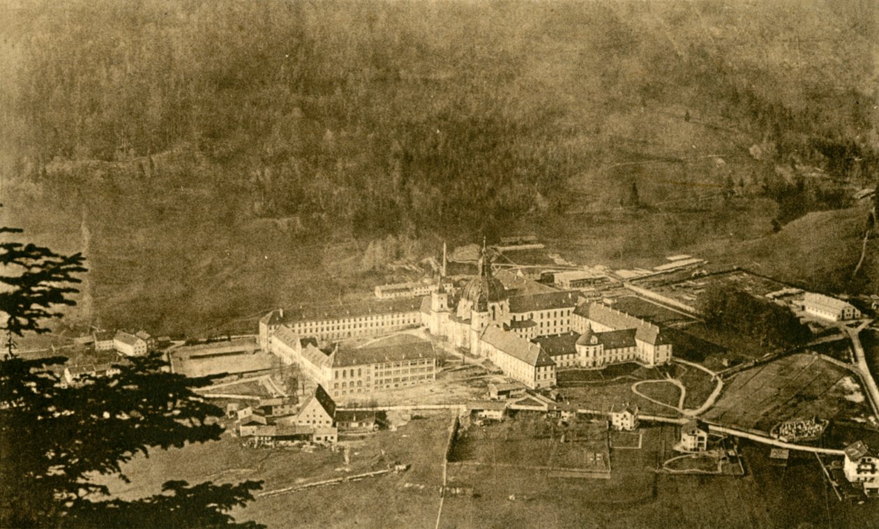 Ettal Abbey från nordsluttningen, Bayern, Tyskland, c1922. av Unbekannt