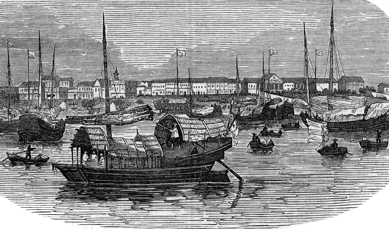 Europeiska fabriker i kantonen Guangzhou, Kina, c1875 av Unbekannt