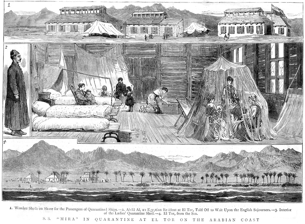 Européer i ett smittkoppskarantänläger i El Tor, Nordafrika, 1884 av Unbekannt