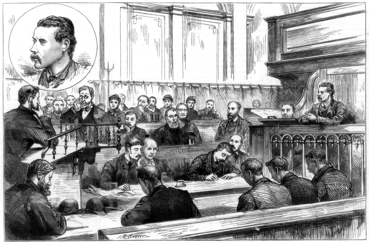 Undersökning av John F Egan vid polisdomstolen i Birmingham, dynamitplanen, 1884 av Unbekannt