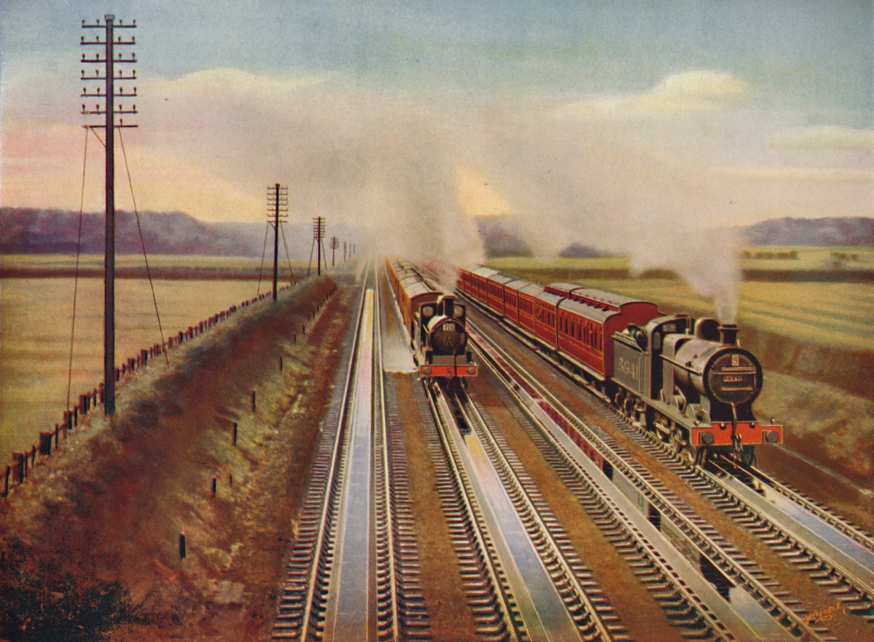 Utflyktståg till Blackpool tar vatten från Kirkham Track-Troughs, 1926 av Unbekannt