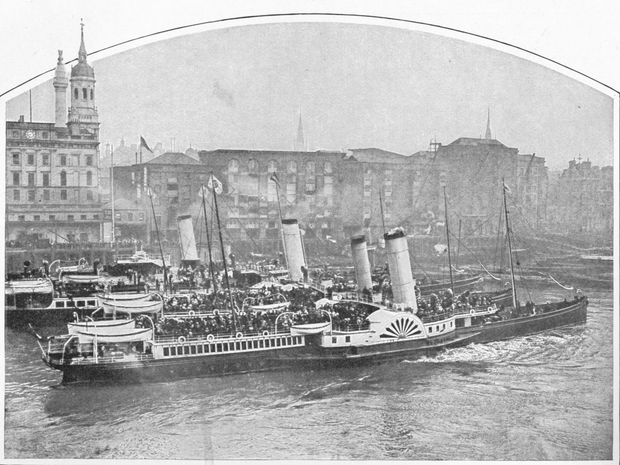 Utflyktsångbåtar som lämnar Fresh Wharf, London Bridge, c1903 1903 av Unbekannt