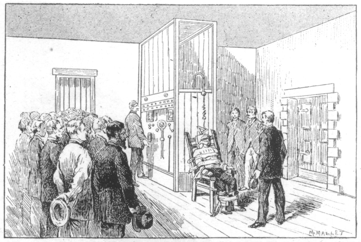 Avrättning av Kemmler, den första mannen som dog i den elektriska stolen, USA, 6 augusti 1890 av Unbekannt