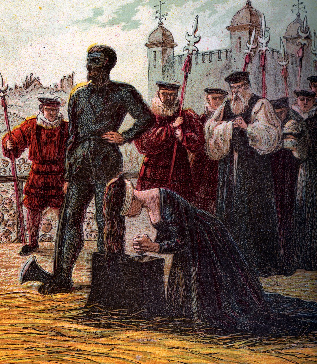 Avrättning av Lady Jane Grey, 1554, c1850 av Unbekannt