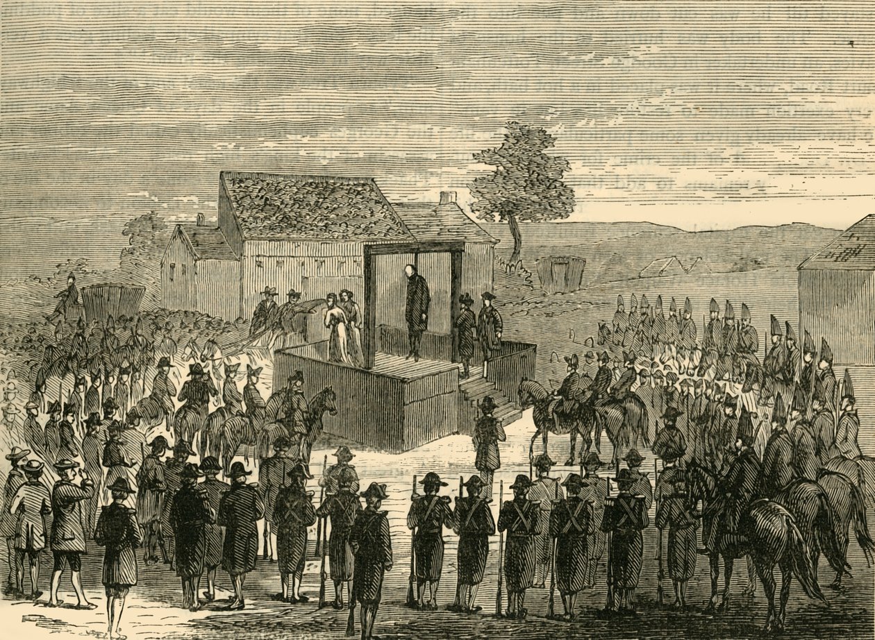 Avrättning av Lord Ferrers i Tyburn, 1760, c1876. av Unbekannt
