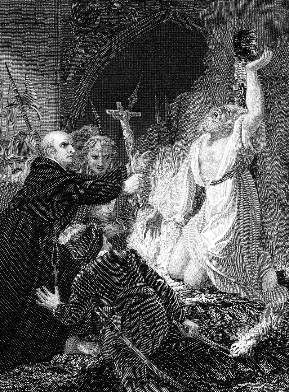 Avrättning av Thomas Cranmer, ärkebiskop av Canterbury, Oxford, 1556 mitten av 1800-talet av Unbekannt