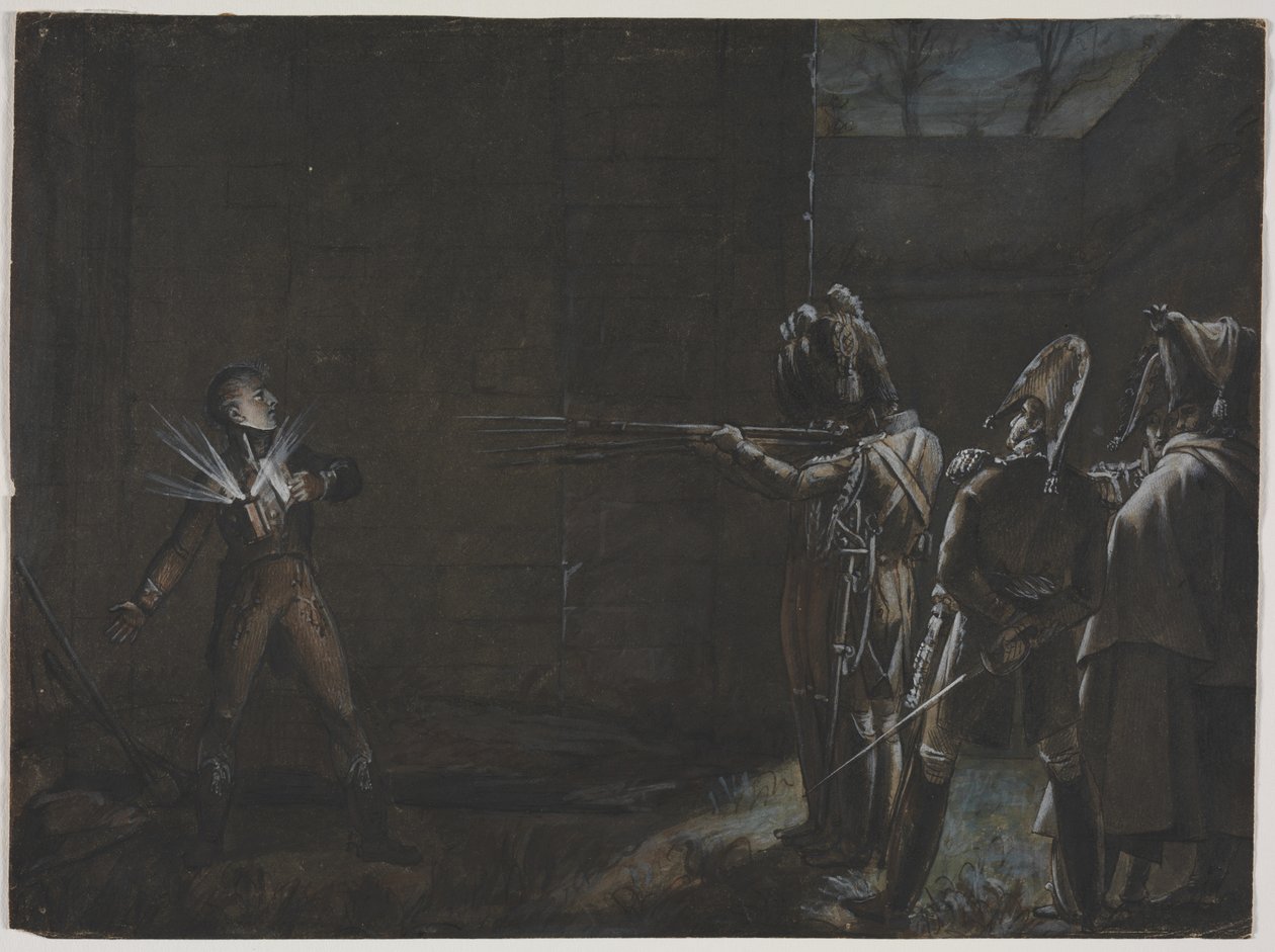 Avrättning av hertigen dEnghien, 21 mars 1804, ca. 1870. av Unbekannt