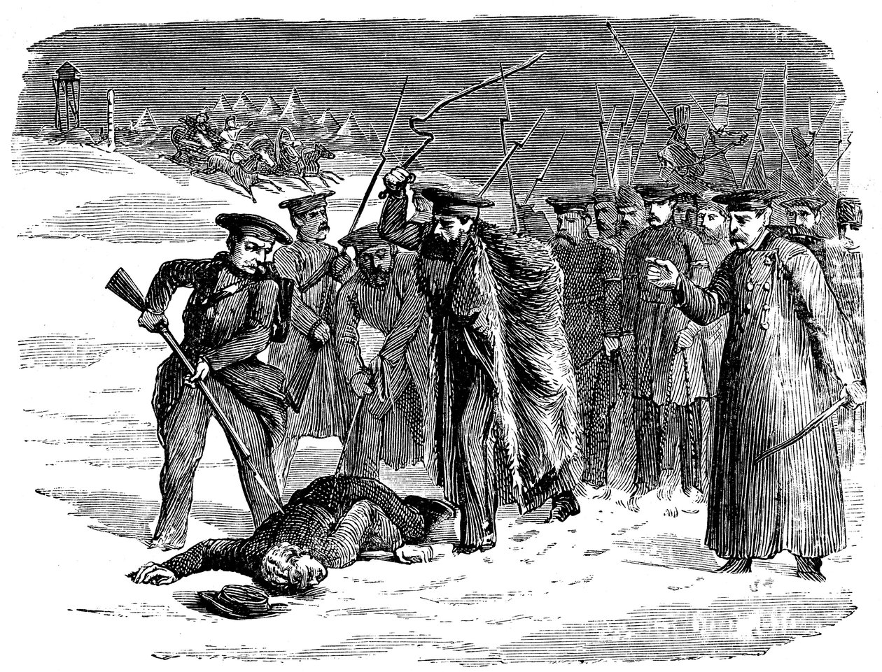 Förvisad rysk fånge som disciplineras, 1874 av Unbekannt