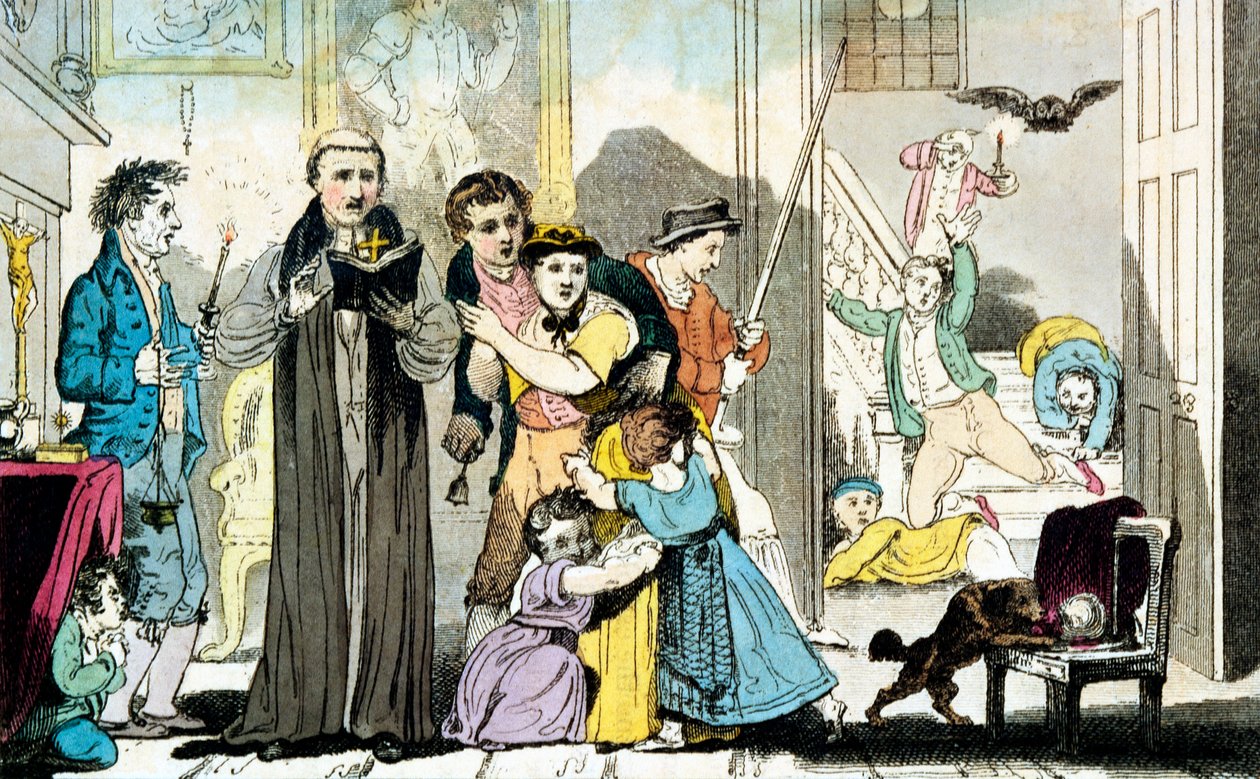 Exorcism med klocka, bok och ljus, 1816 av Unbekannt