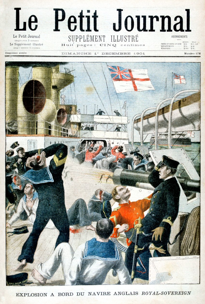 Explosion ombord på det brittiska örlogsfartyget HMS Royal Sovereign, 1901 av Unbekannt