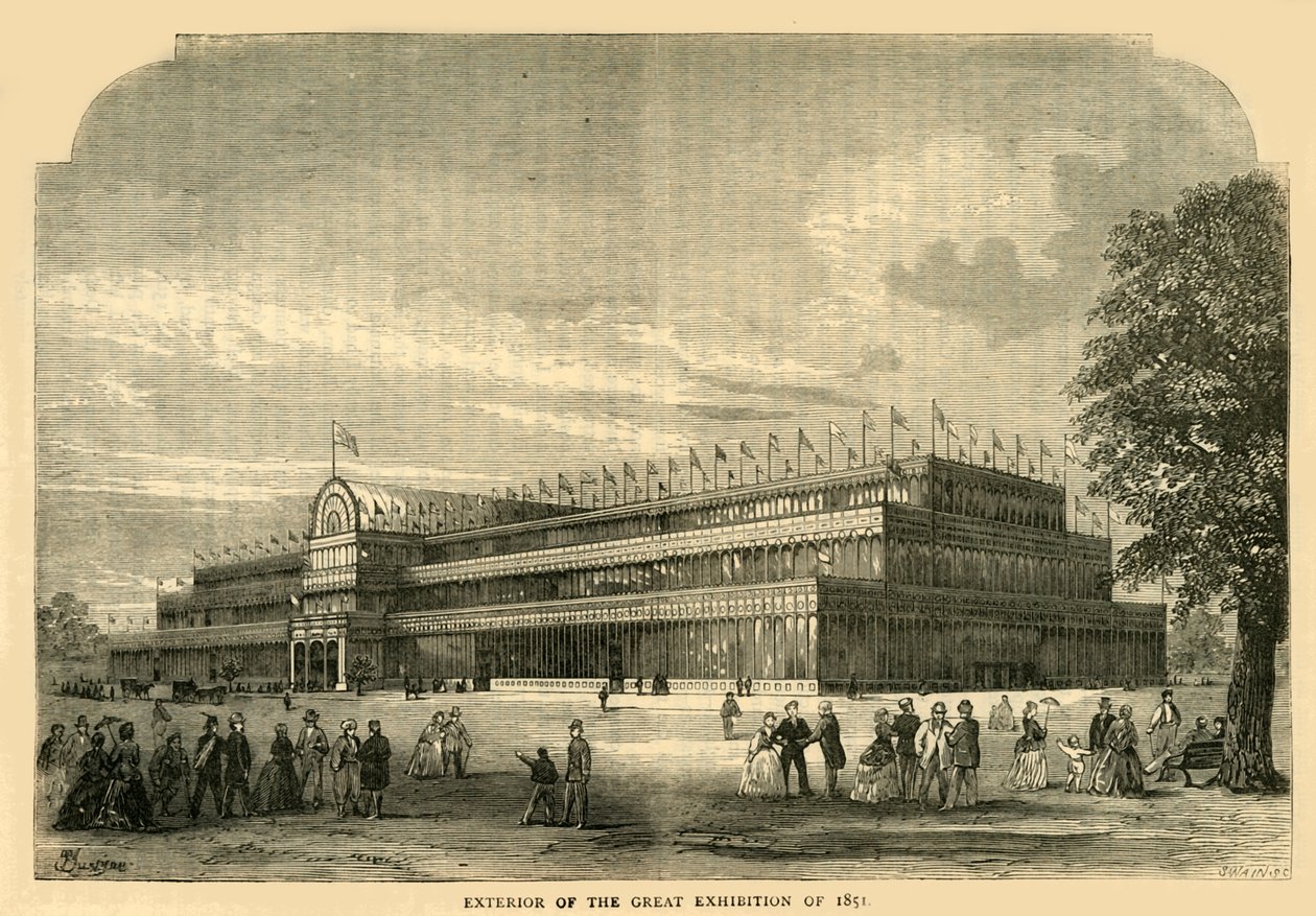 Exteriör av den stora utställningen 1851, c1876. av Unbekannt