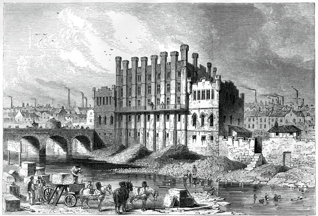 Exteriörvy av Castle-slipkvarnen i Sheffield, 1886 av Unbekannt