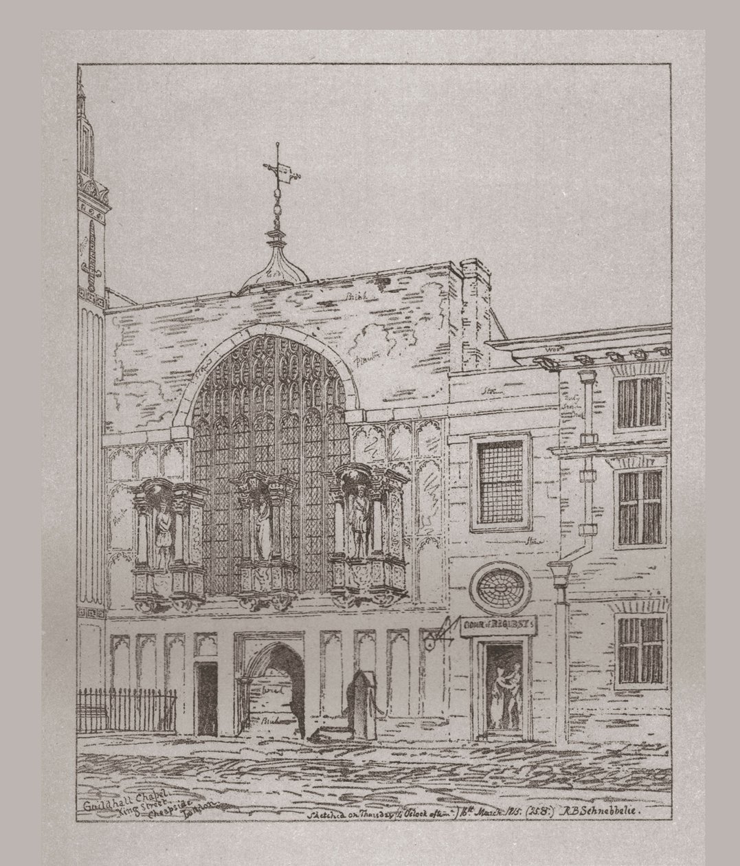 Exteriörvy av Guildhall Chapel, 1815, 1886 av Unbekannt