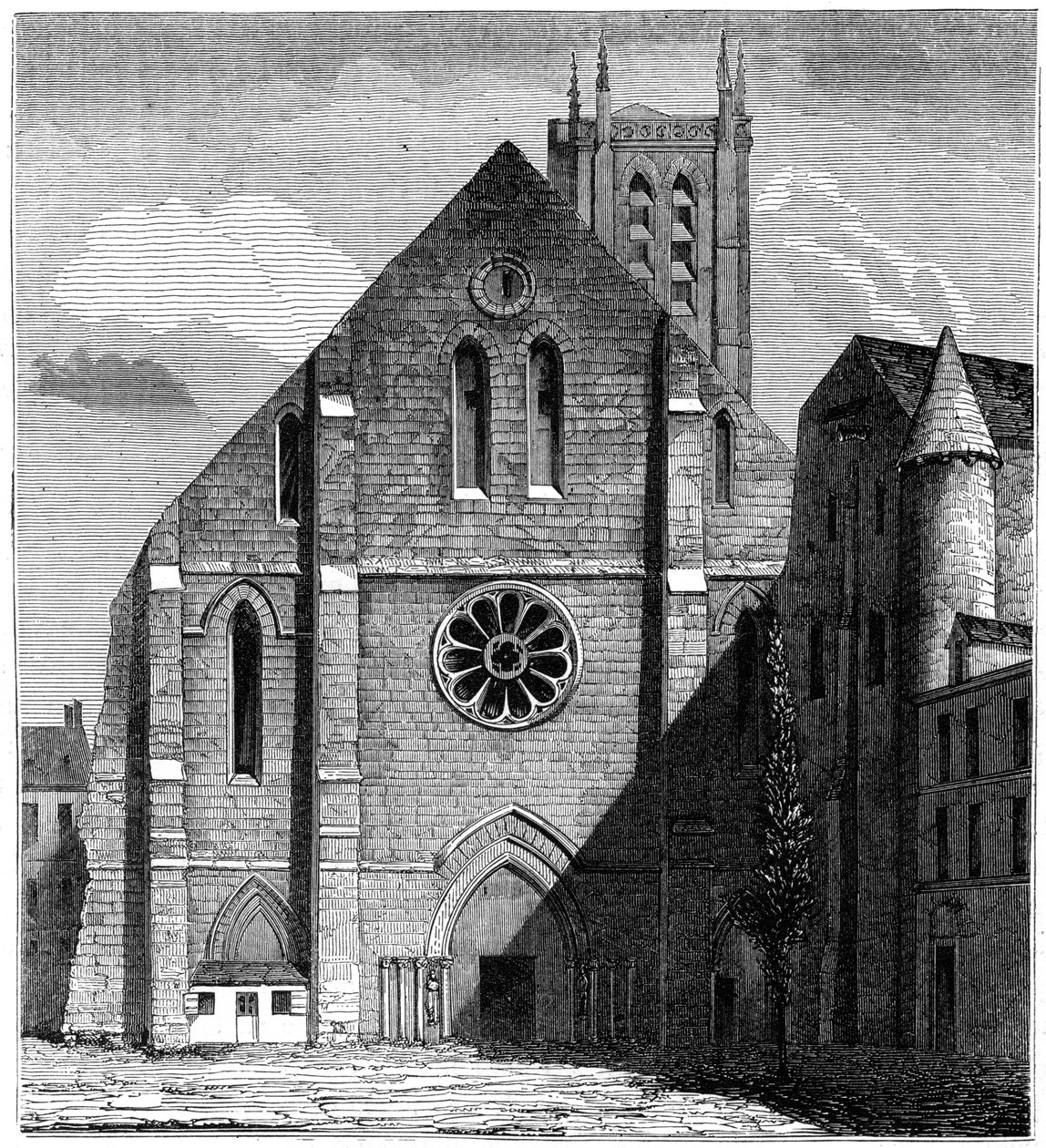 Fasad av den antika kyrkan i klostret Sainte-Geneviève, Paris, Frankrike, 1849 av Unbekannt