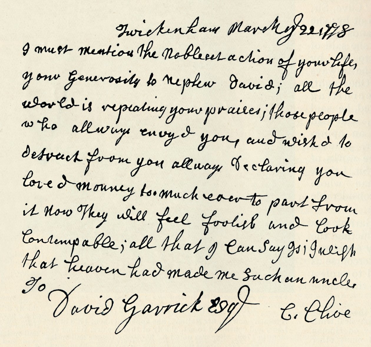 Faksimil av autografbrev av Kitty Clive, 1907 av Unbekannt