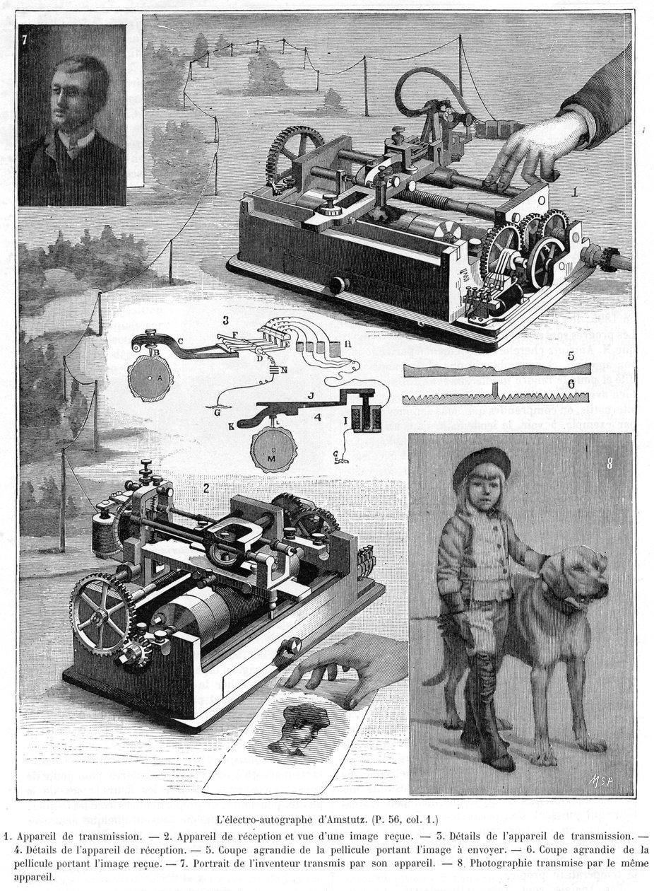 Fax- eller kopieringstelegrafsystem av Amstutz från Cleveland, Ohio, USA, 1896 av Unbekannt