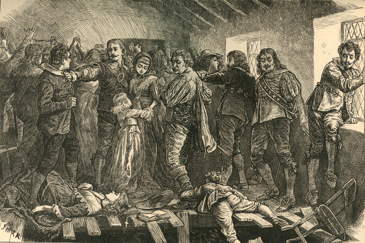 Faller in i kapellet i Blackfriars, 1623, 1897. av Unbekannt