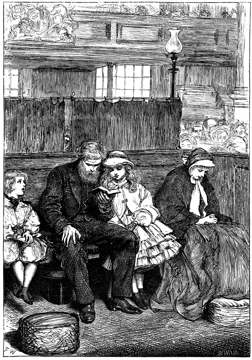 Familj vid söndagens gudstjänst i deras Box Pew, London, 1862 av Unbekannt