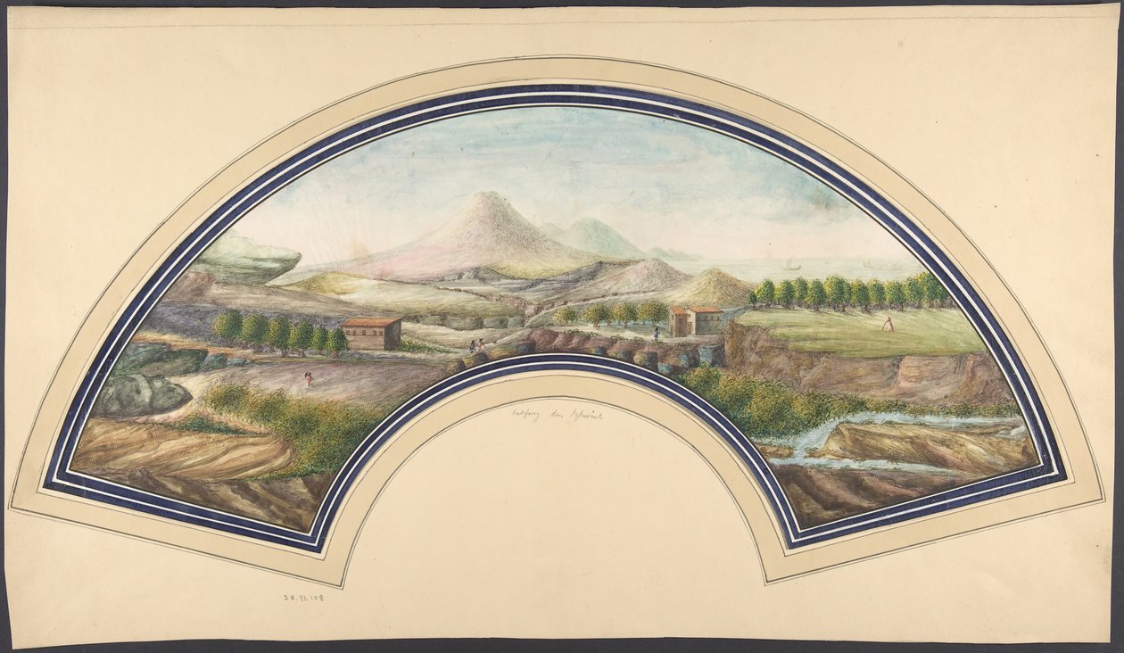 Fläktdesign med Vesuvius, 1800-talet. av Unbekannt