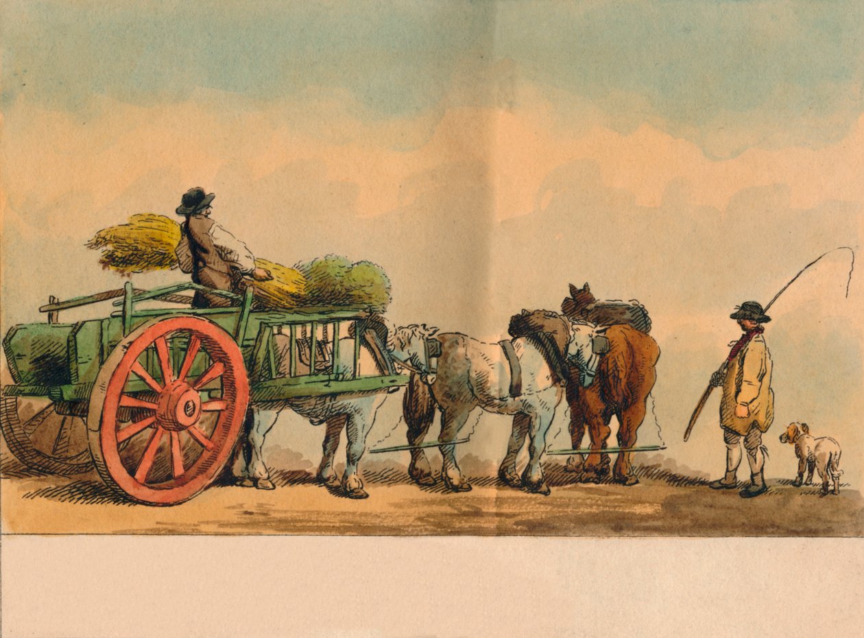 Gårdsarbetare och vagn, 1797. av Unbekannt