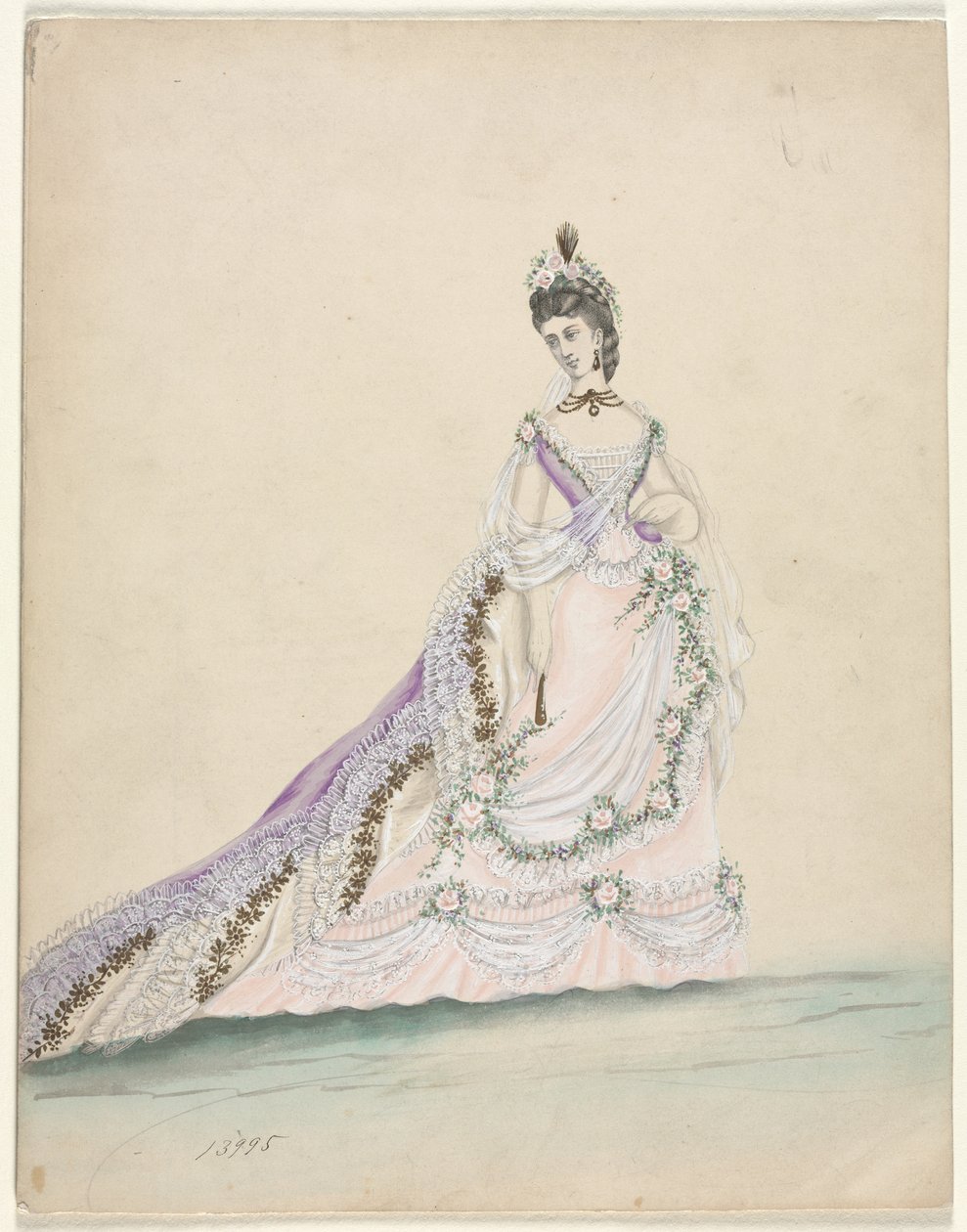 Modestudie designad för Worth, 1870. av Unbekannt