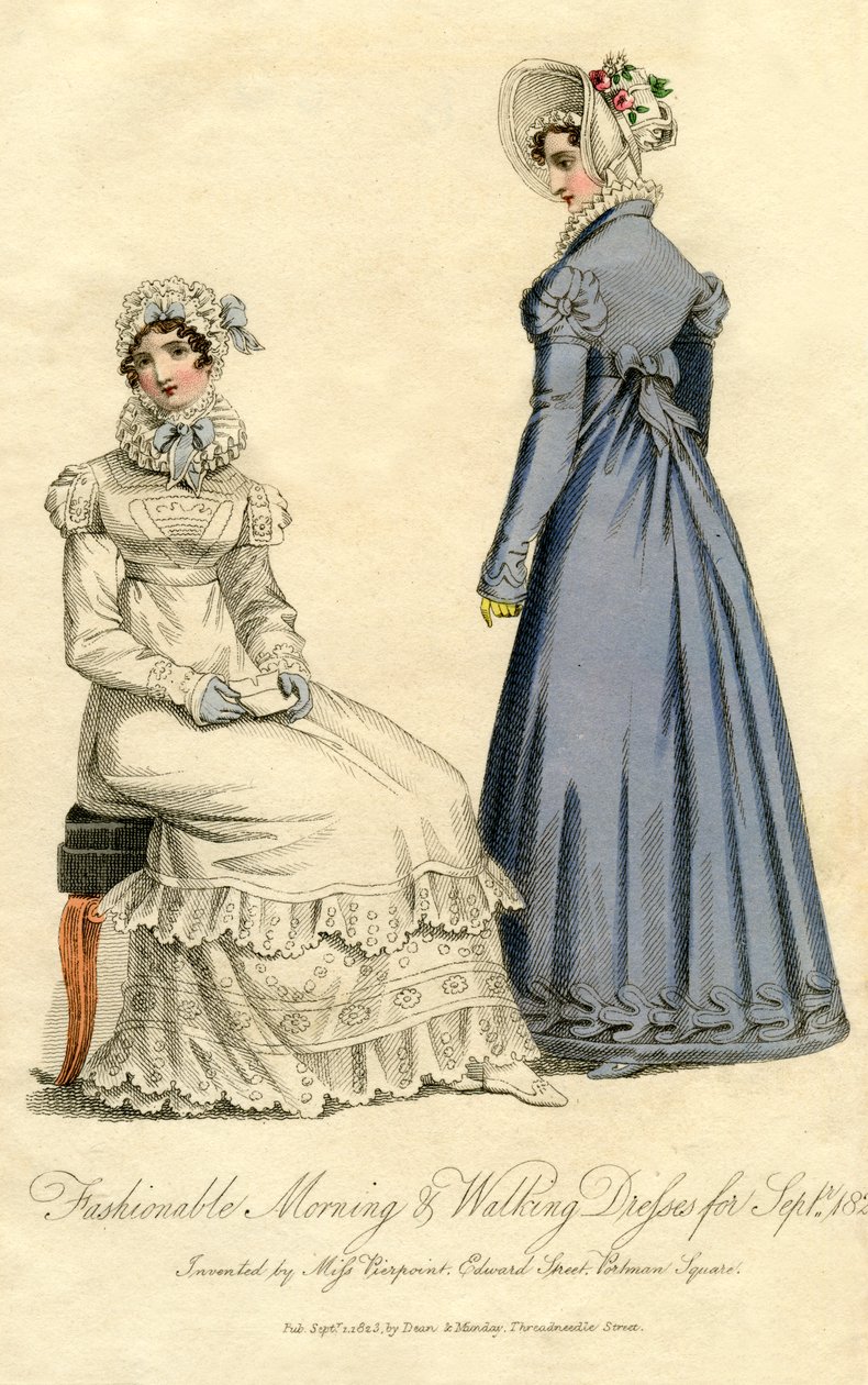 Fashionabla morgon- och promenadklänningar från september 1823 av Unbekannt