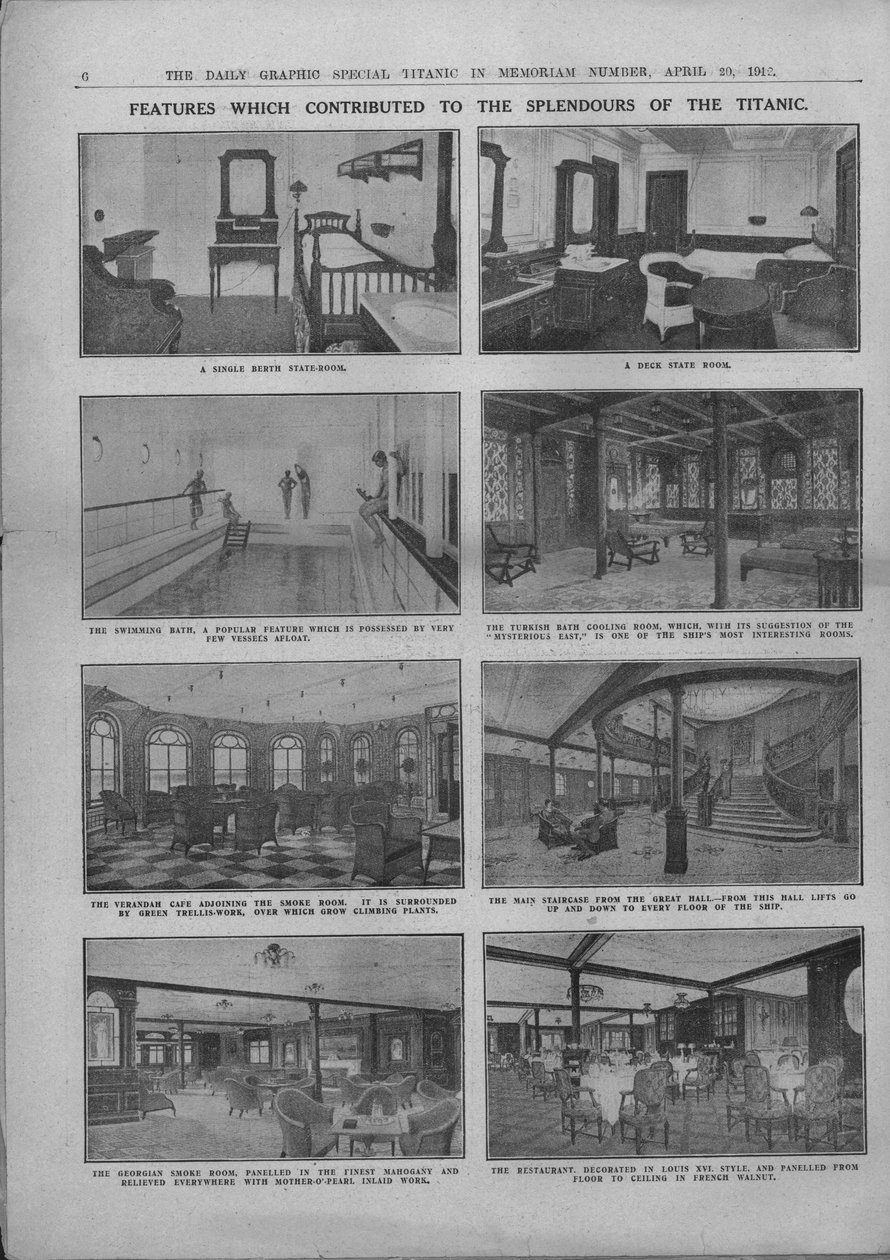 Funktioner som bidrog till Titanics prakt, 20 april 1912. av Unbekannt