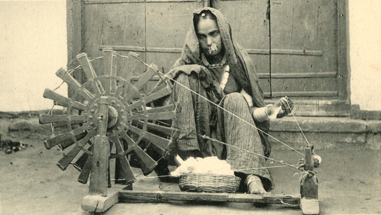 Kvinnlig spinning, Jaipur. av Unbekannt