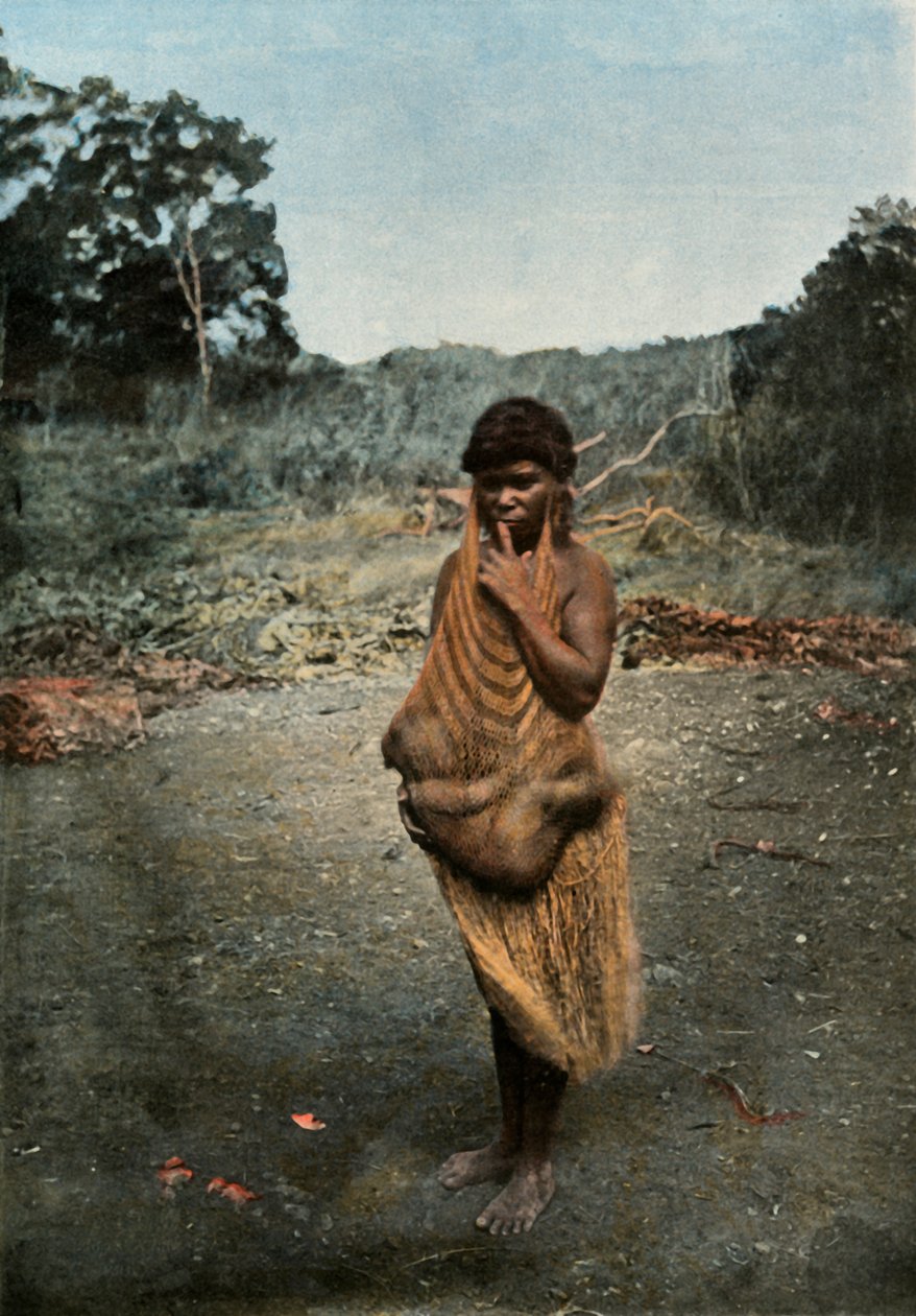 Australian Woman Carrying her Child, Australian Woman Carrying her Child, 1900. av Unbekannt