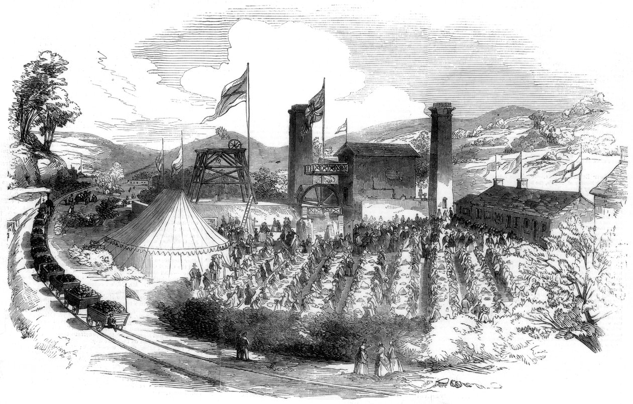 Fest för att fira att vinna kolet på Rhondda-grenen av Taff Vale-järnvägen, 1851 av Unbekannt