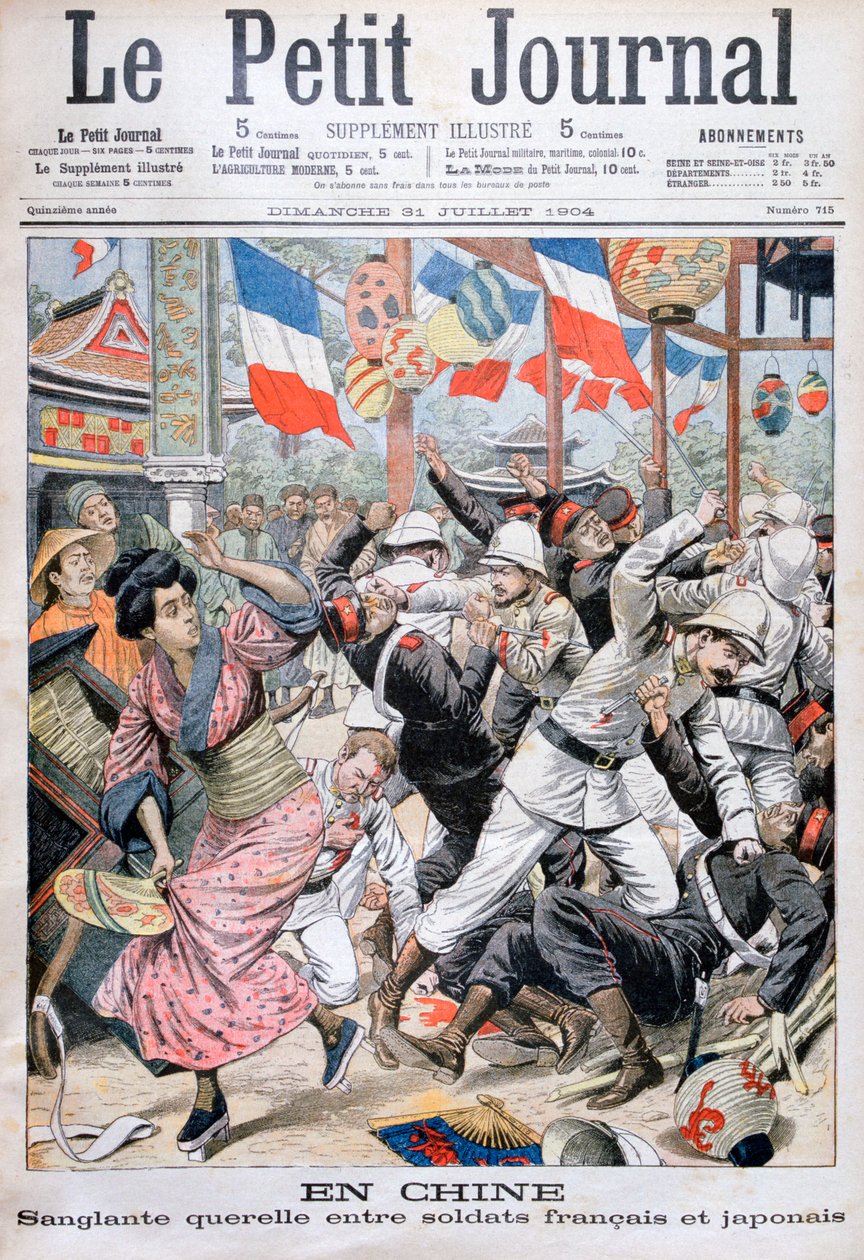 Strid mellan franska och japanska soldater under det rysk-japanska kriget, Kina, 1904 av Unbekannt