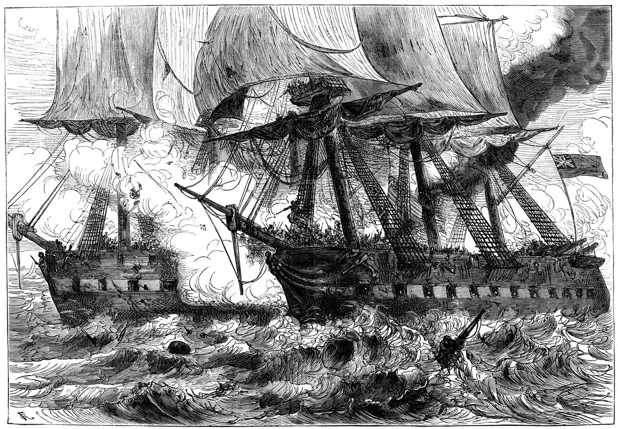 Kamp mellan USS Chesapeake och HMS Shannon, 1813 c1880 av Unbekannt