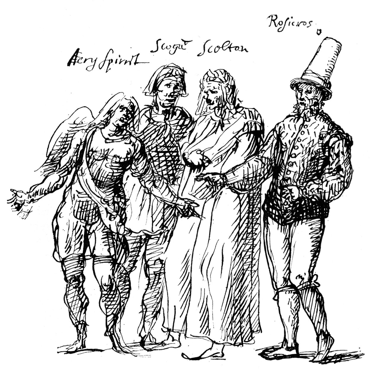 Figurer designade av Inigo Jones för masken på The Fortune Isles, 1600-talet 1893 av Unbekannt