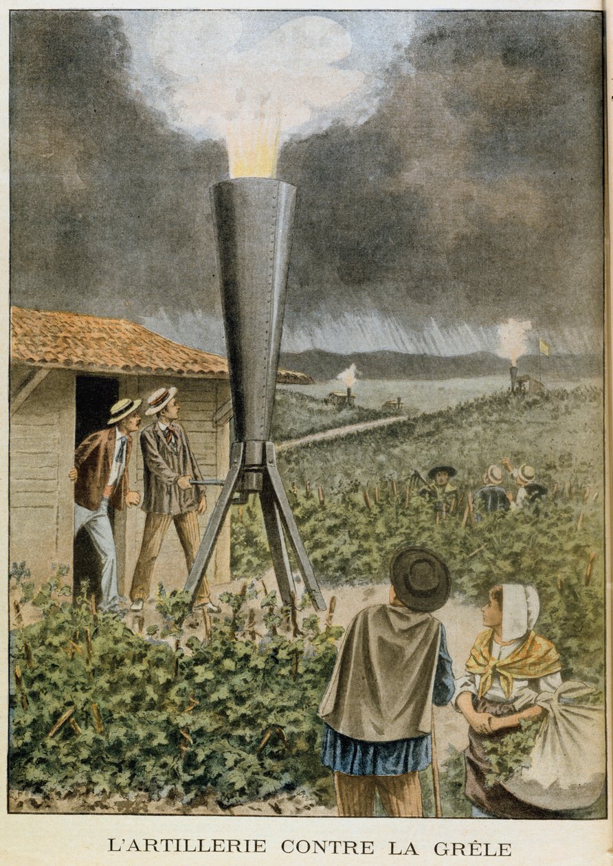 Att skjuta en kanon mot molnen för att förhindra en hagelstorm, 1901 av Unbekannt