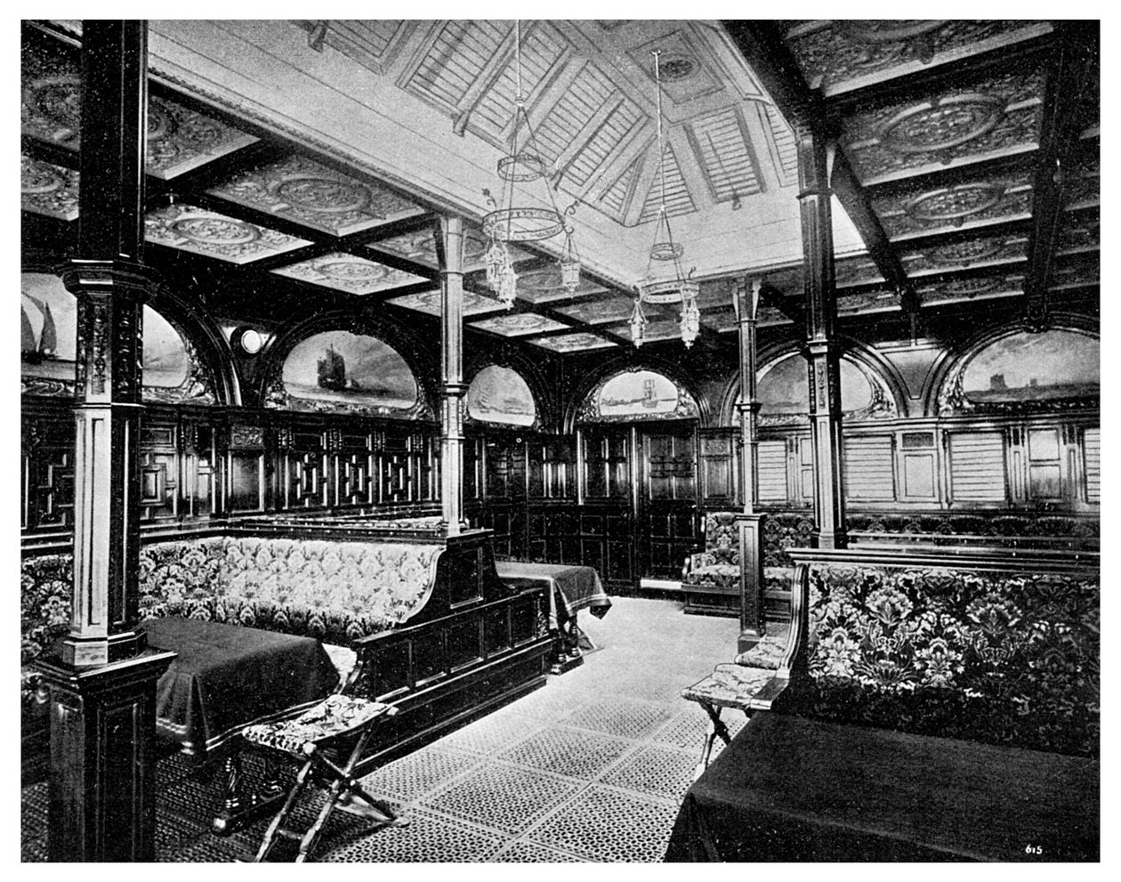 Första klass rökrum ombord på P&O-ångfartyget SS India, 1901 av Unbekannt
