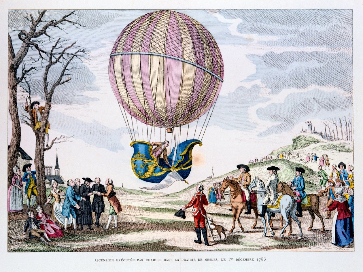 Första bemannade flygningen i en väteballong, Frankrike, 1 december 1783 1887 av Unbekannt