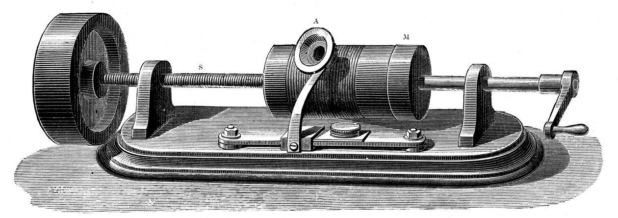 Första modellen av Edisons Phonograph c1877 c1880. av Unbekannt