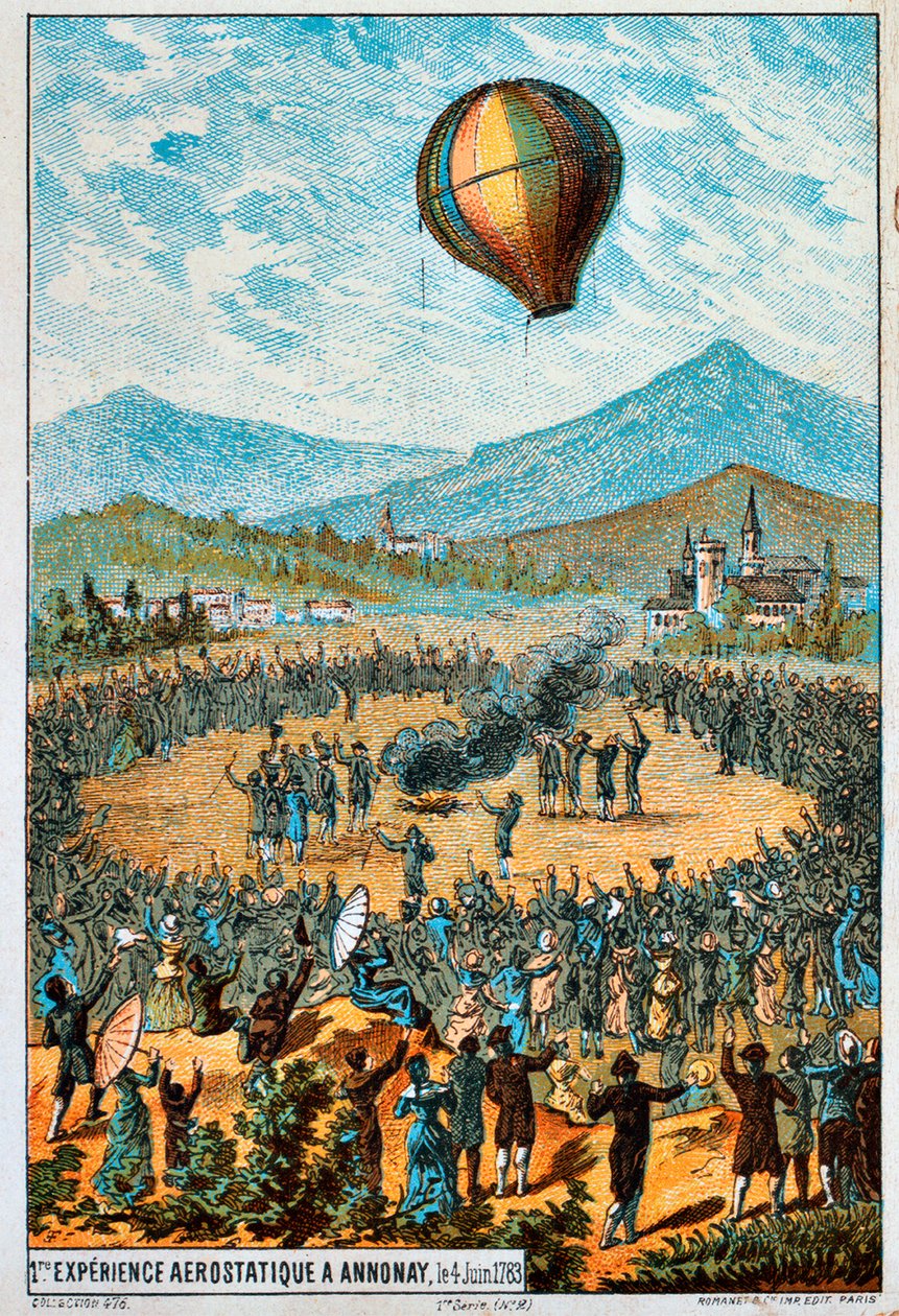 Första provflygningen av en luftballong i Annonay, Frankrike, 4 juni, 1783 1890-talet av Unbekannt