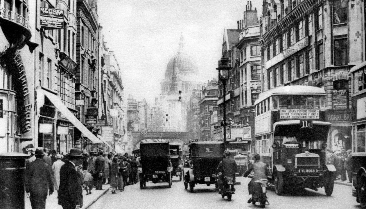 Fleet Street sett från mittemot Salisbury Court, London, 1926-1927 av Unbekannt